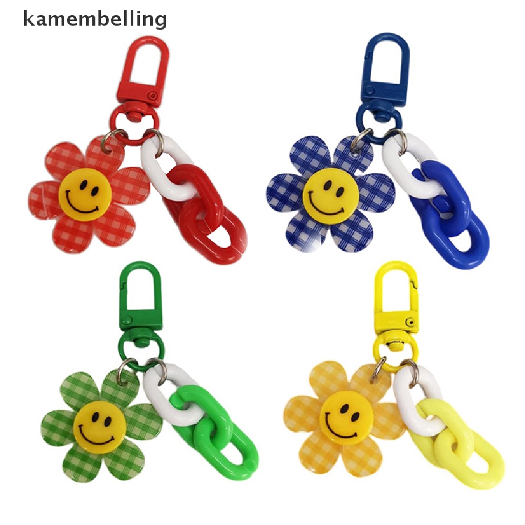 Móc Khóa Hình Bông Hoa Mặt Cười Nhiều Màu Sắc Dễ Thương