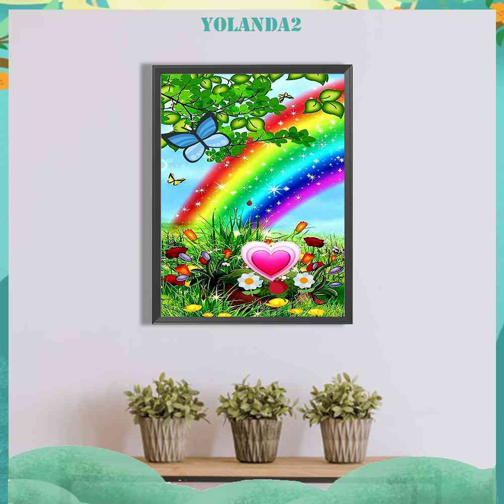 Tranh Đính Đá Kim Cương Toàn Bộ 5D DIY Hình Vẽ Cầu Vồng