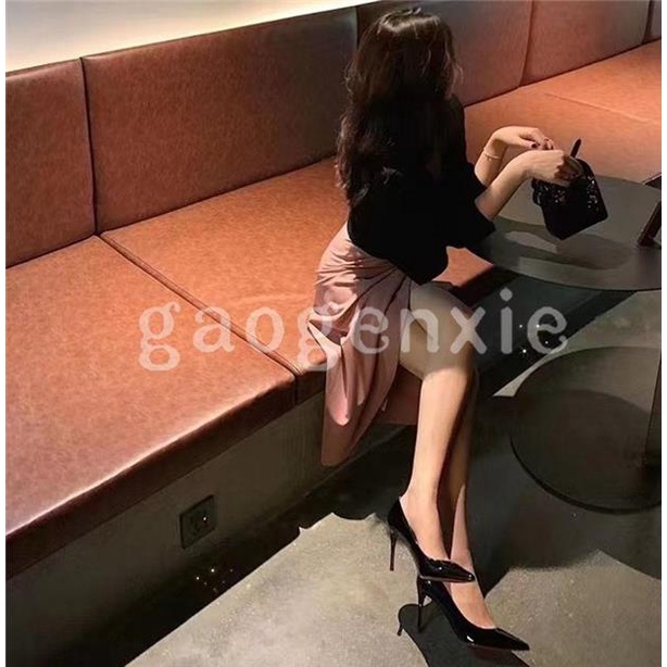 Giày Cao Gót 10cm Mũi Nhọn Màu Đỏ Đen Thời Trang Mùa Hè 2022 Quyến Rũ Dành Cho Nữ