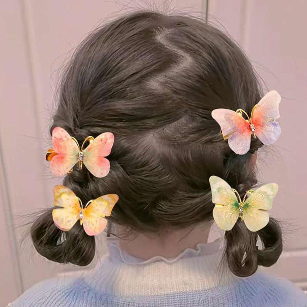 Bộ Kẹp Tóc Hình Bướm Hoạt Hình Bằng Hợp Kim Dễ Thương Dành Cho Bé Gái