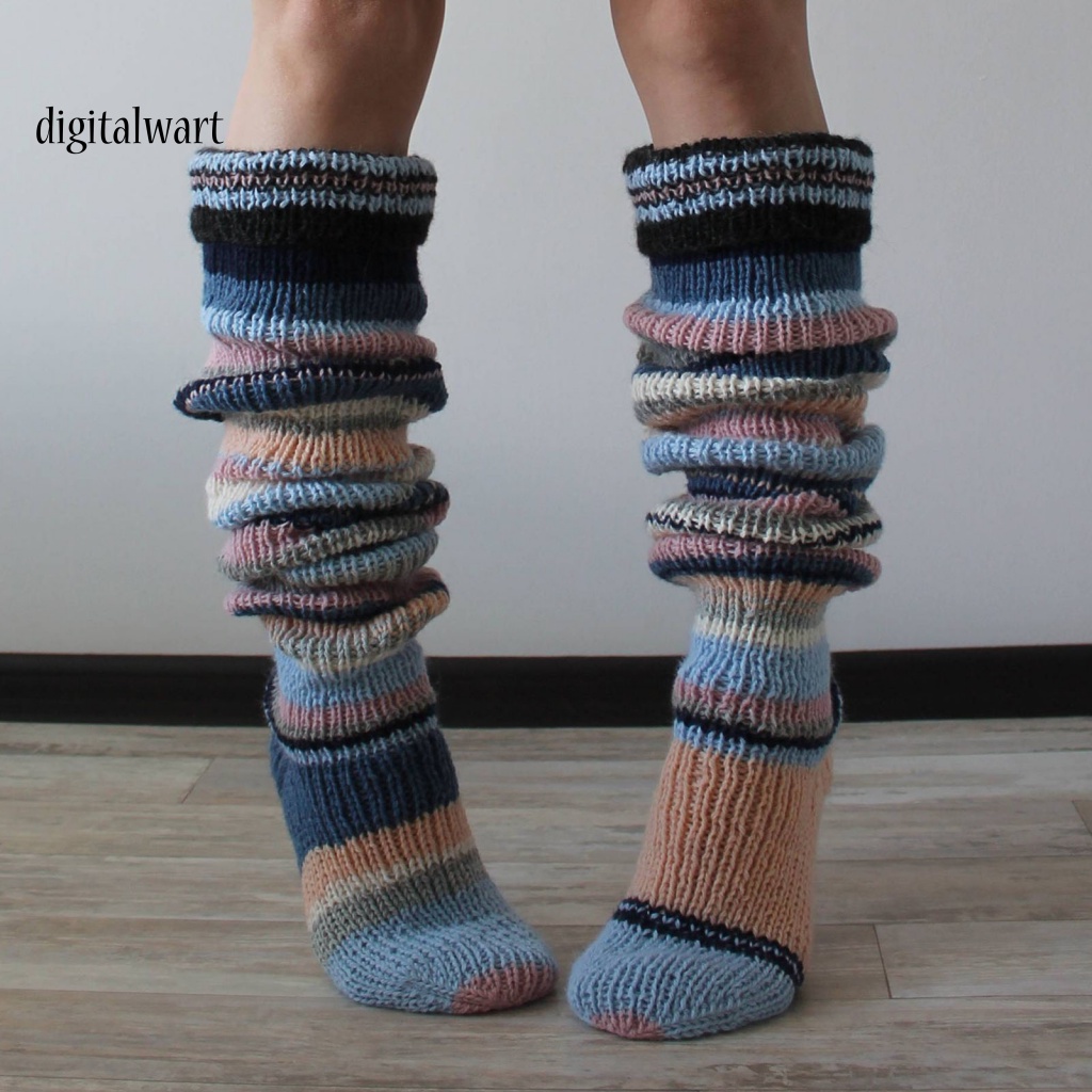 Kỹ Thuật Số| 1 Đôi Tất Dệt Kim Dày Co Giãn Mềm Mại Chống Gió Giữ Ấm Mùa Thu Đông Cho Nữ