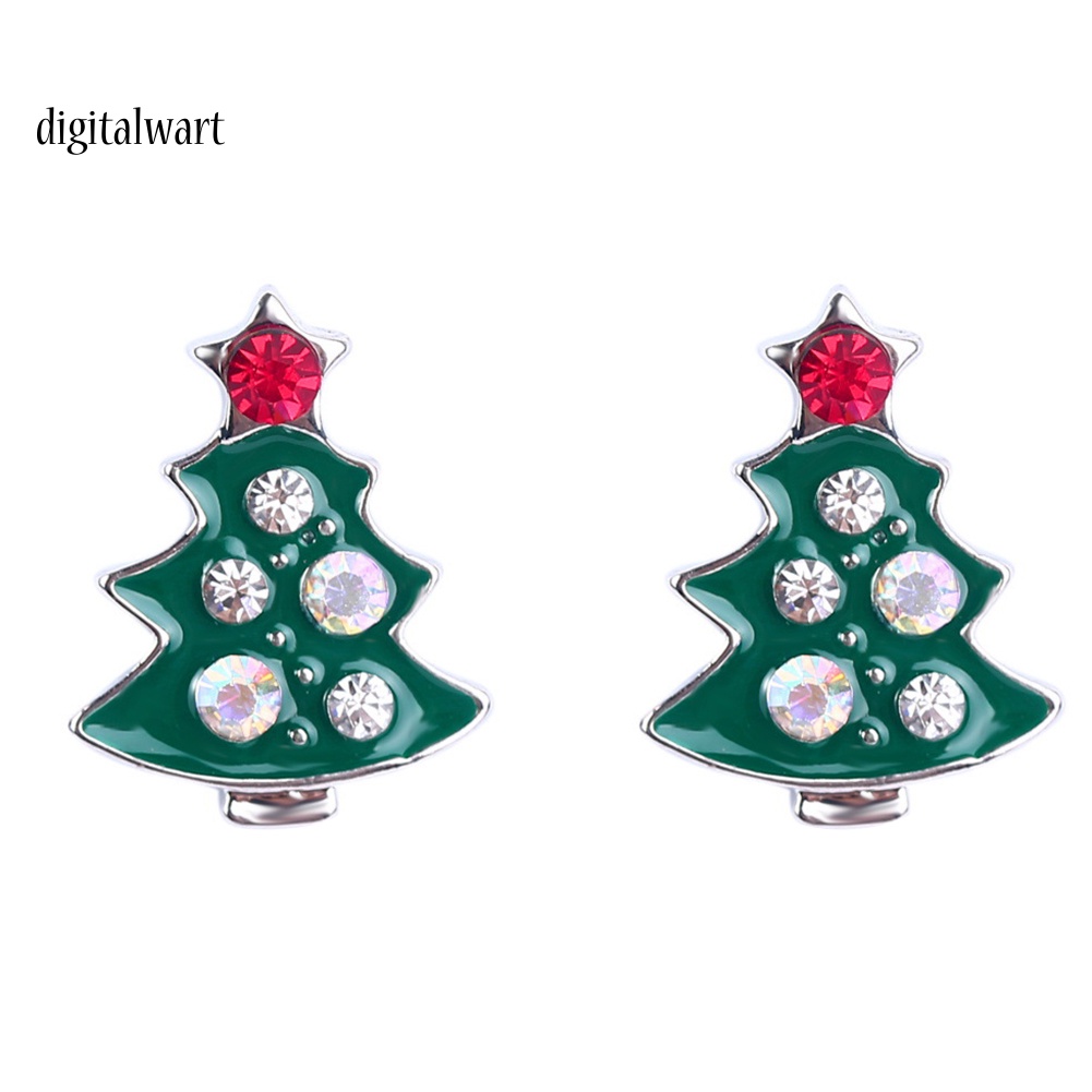 Kỹ Thuật Số| Bông Tai Hợp Kim Hình Cây Thông Đính Đá Thời Trang Giáng Sinh Cho Nữ