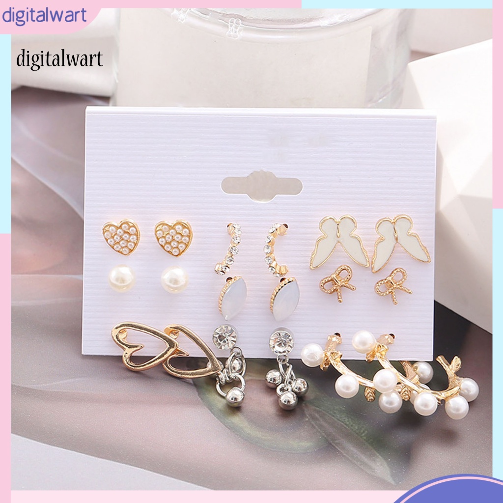 Kỹ Thuật Số| 1 Bộ Bông Tai Hình Trái Tim Đính Đá Acrylic Lấp Lánh Thời Trang Hàng Ngày