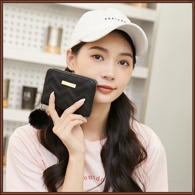 Ví Da Pu Có Khóa Kéo Họa Tiết Thêu Xinh Xắn Cho Nữ