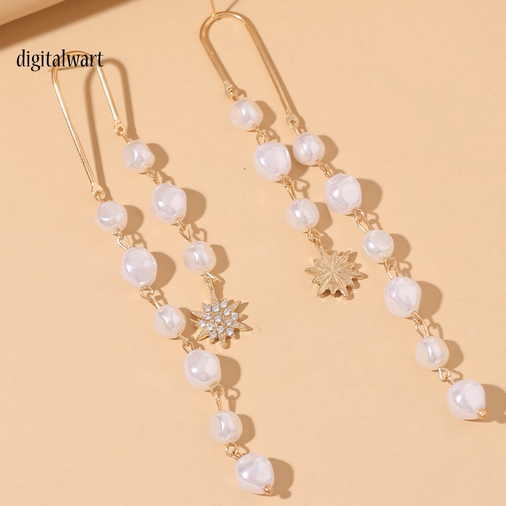 Kỹ Thuật Số| 1 Đôi Bông Tai Dài Đính Ngọc Trai Giả Lấp Lánh Dành Cho Nữ