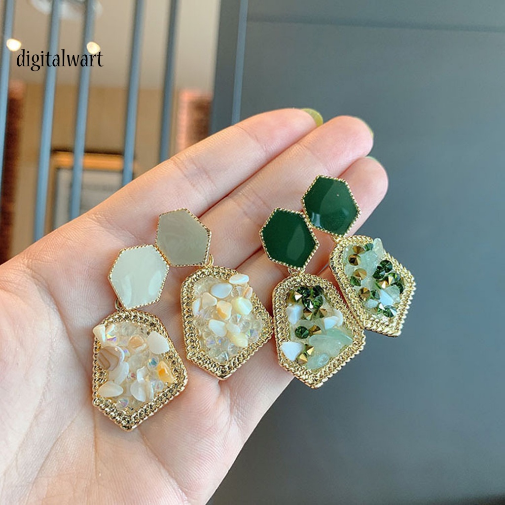 Kỹ Thuật Số| Khuyên Tai Dáng Dài Đính Đá Tự Nhiên Phong Cách Retro Thanh Lịch