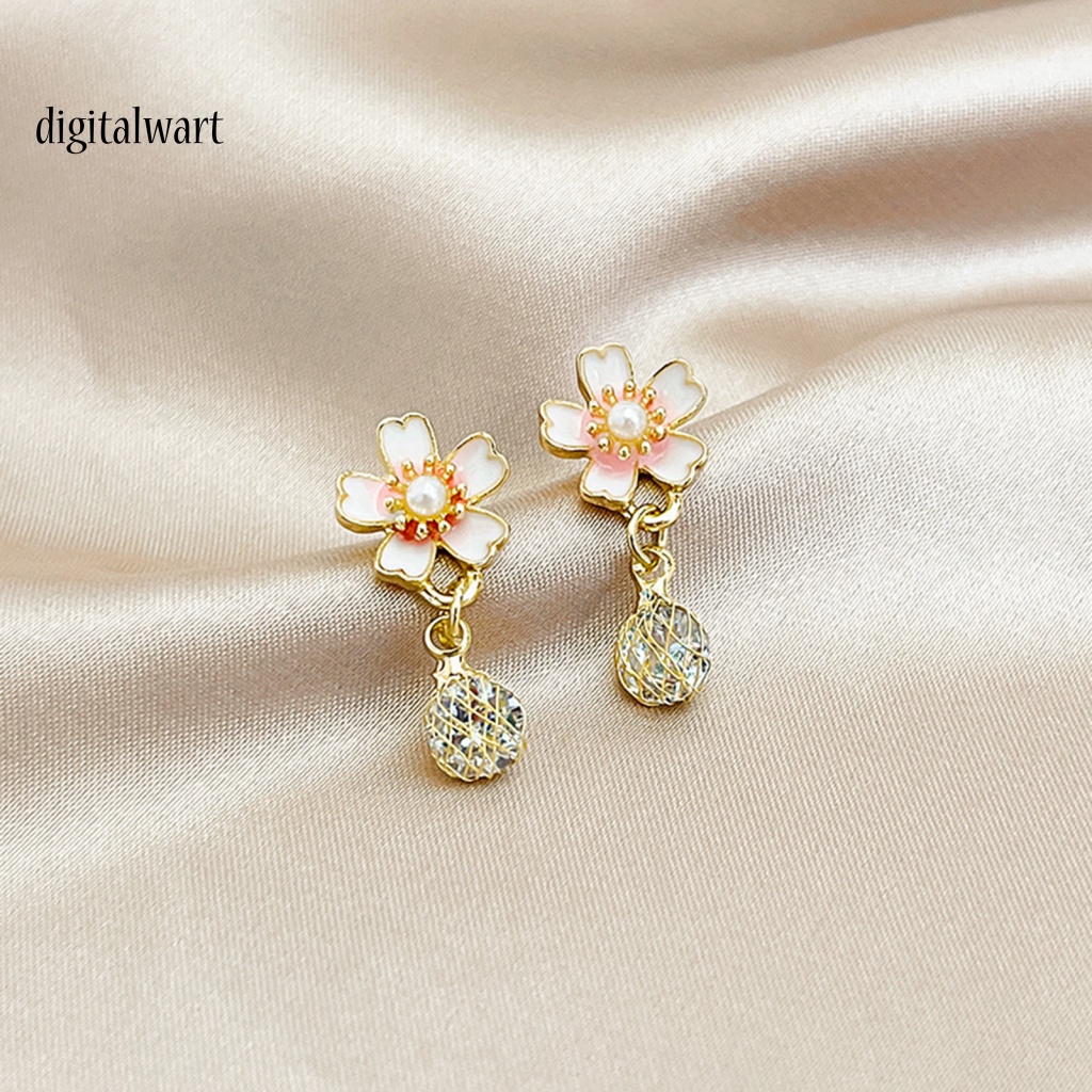 Kỹ Thuật Số| 1 Đôi Khuyên Tai Dạng Hạt Xỏ Lên Màu Nhanh Họa Tiết Hoa Sơn Dầu Zircon Giả Bóng Cao Trang Trí Tinh Tế