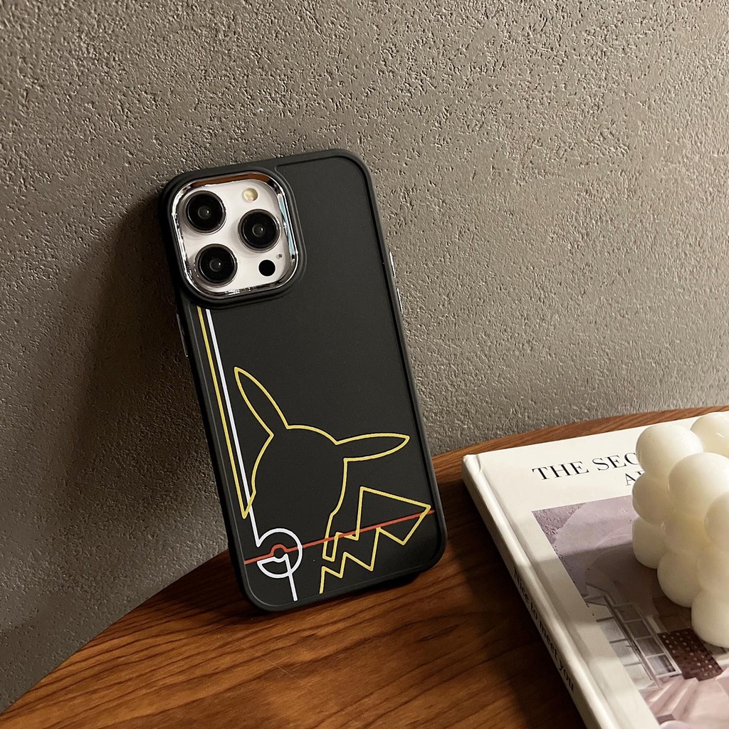 Ốp Điện Thoại TPU Dẻo Viền Đen Họa Tiết Hoạt Hình Đơn Giản Cho iphone 14 12 13 11 PRO MAX