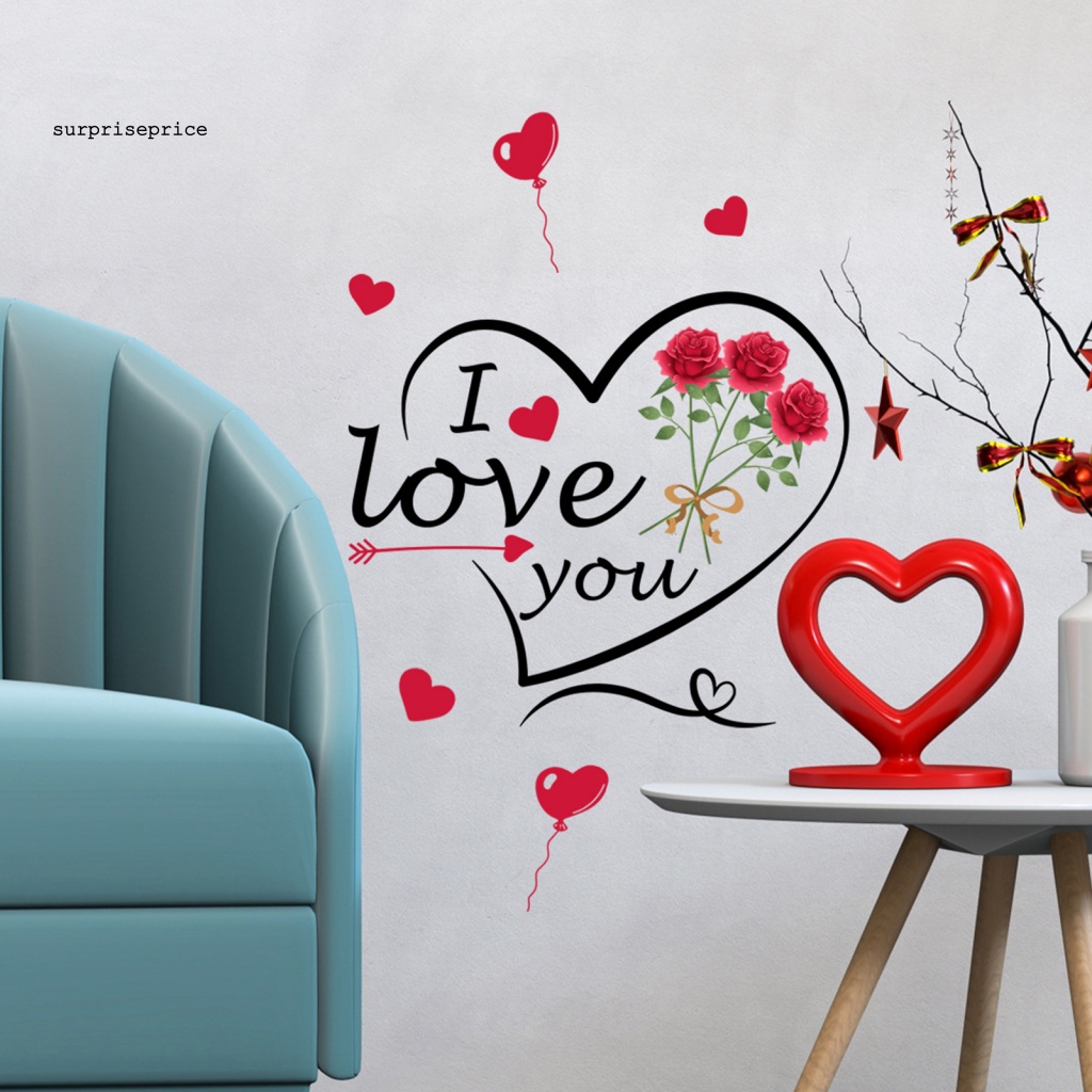 Sticker PVC Dán Tường Tự Dính Chống Nước In Chữ I Love You Dùng Trang Trí Nhà Cửa