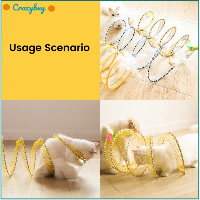 Cr Set 2 Đồ Chơi Đường Hầm Hình Chữ S Gấp Gọn Phối Lông Vũ Dành Cho Mèo Cưng