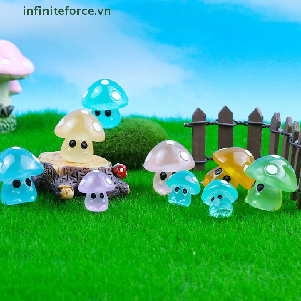 Set 10 Mô Hình Nấm Mini Phát Sáng Nhiều Màu Sắc