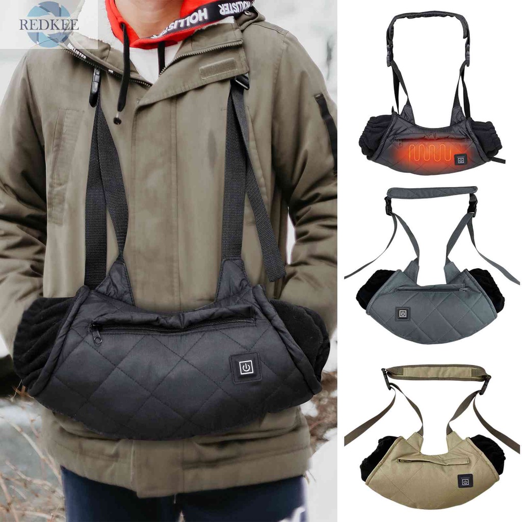 Găng Tay Sưởi Ấm USB Chống Thấm Nước Kèm Túi Đựng Có Khóa Kéo Dùng Khi Đi Cắm Trại