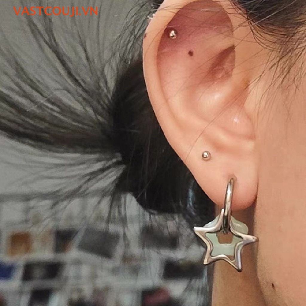 Khuyên Tai Hình Ngôi Sao Năm Cánh Phong Cách Gothic Thời Trang Hàn Quốc VASTJI Y2k Y2k