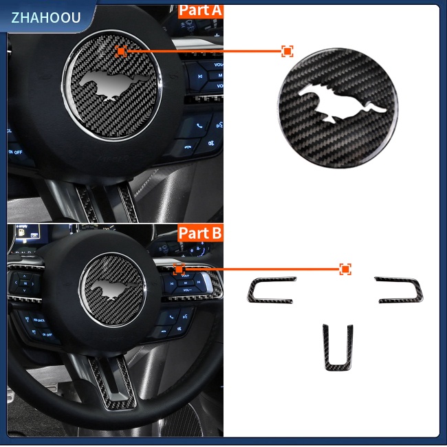 ☃Phụ Kiện Trang Trí Nhà Cửa Độc Đáo Sáng Tạo☃ Miếng Dán Trang Trí Vô Lăng Xe Hơi Họa Tiết Sợi Carbon Sang Trọng Cho Mustang Ford