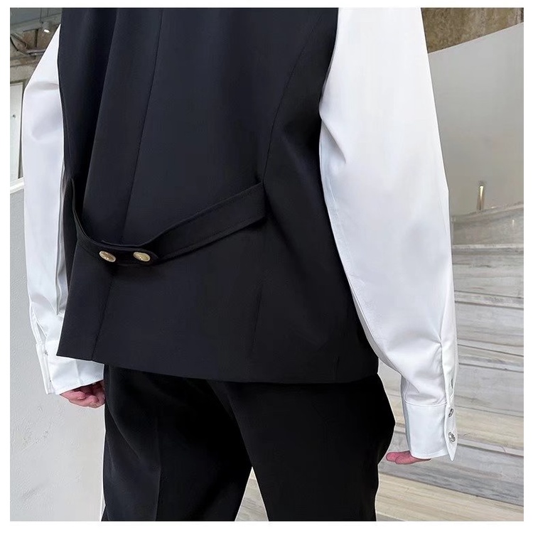 Áo Vest Không Tay Chất Liệu Satin Màu Sắc Tương Phản Thời Trang Dành Cho Nam Giới