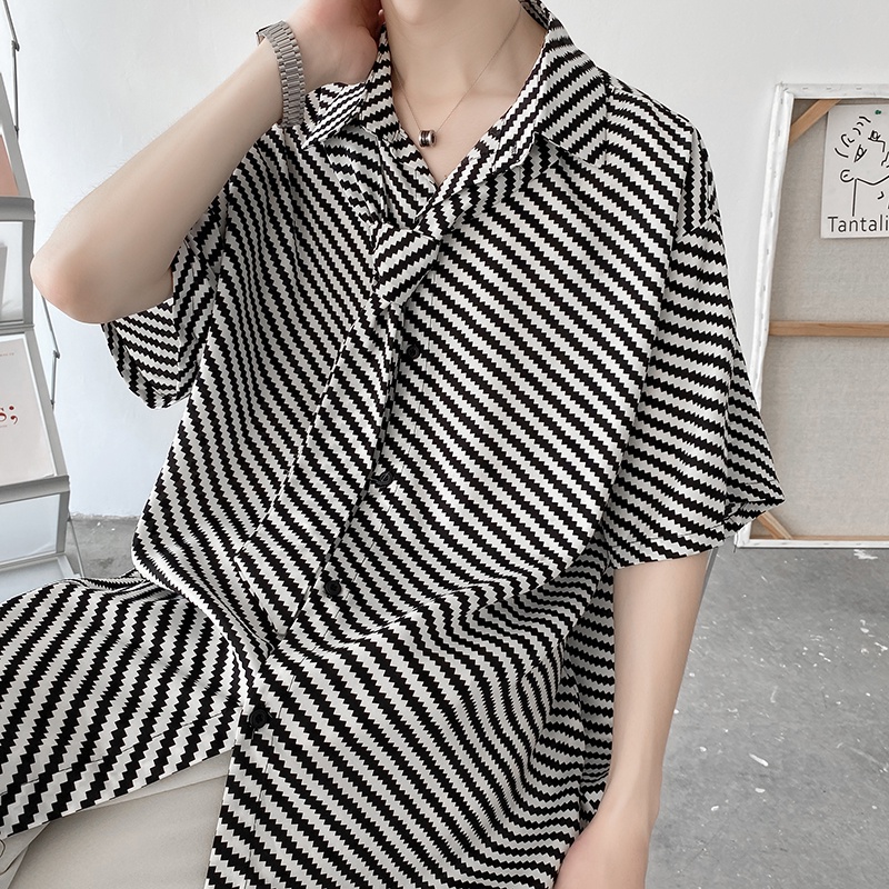 Áo Sơ Mi Ngắn Tay Dáng Rộng Thời Trang Mùa Hè Dành Cho Nam