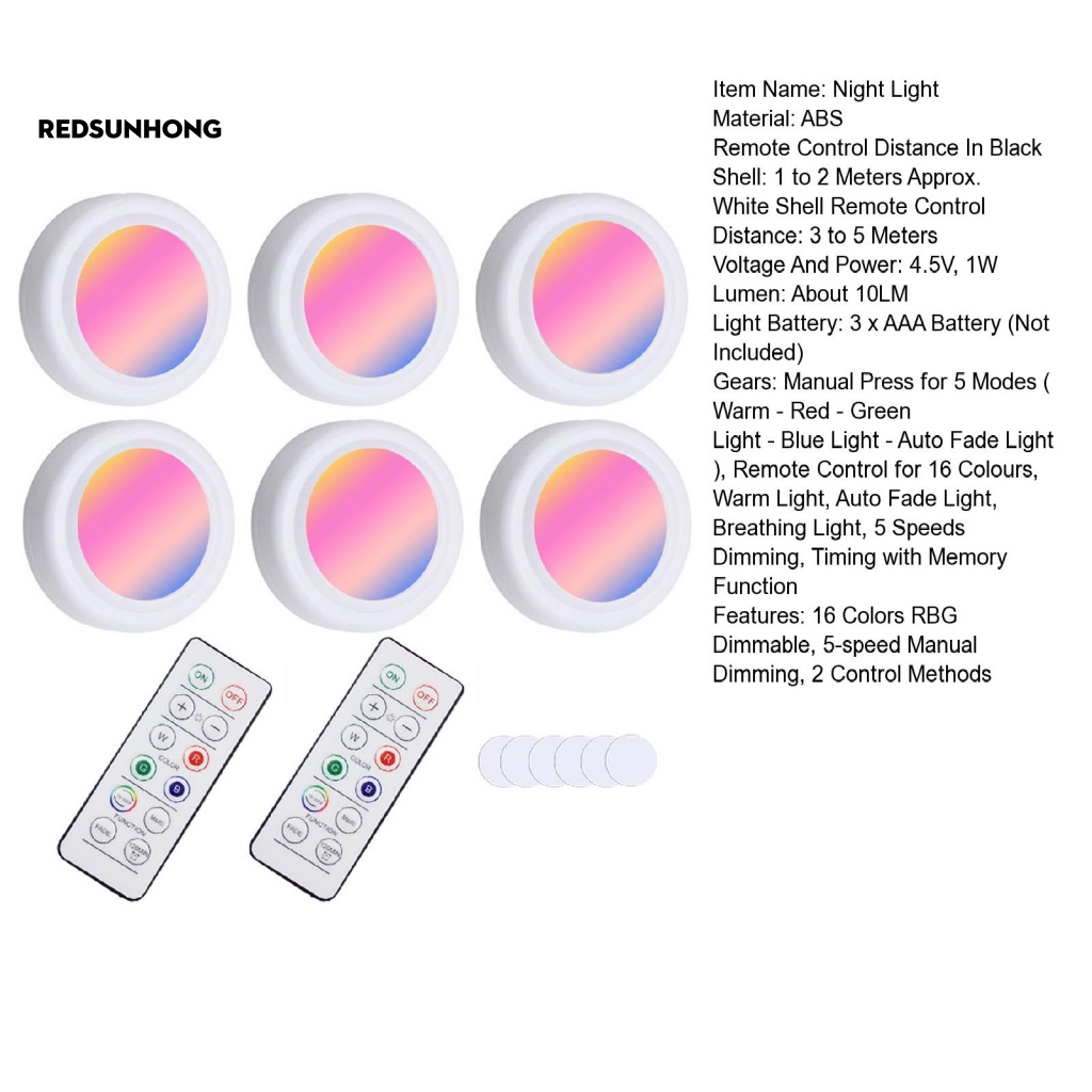 Set 6 Đèn LED Màu Trơn 2 Nút Điều Khiển Tiện Dụng Cho Gia Đình