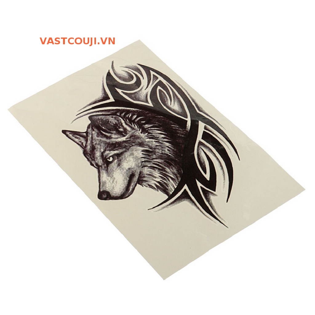 Miếng Dán Hình Xăm Tạm Thời Hình Đầu Sói Lớn Chống Nước Có Thể Tháo Gỡ Được