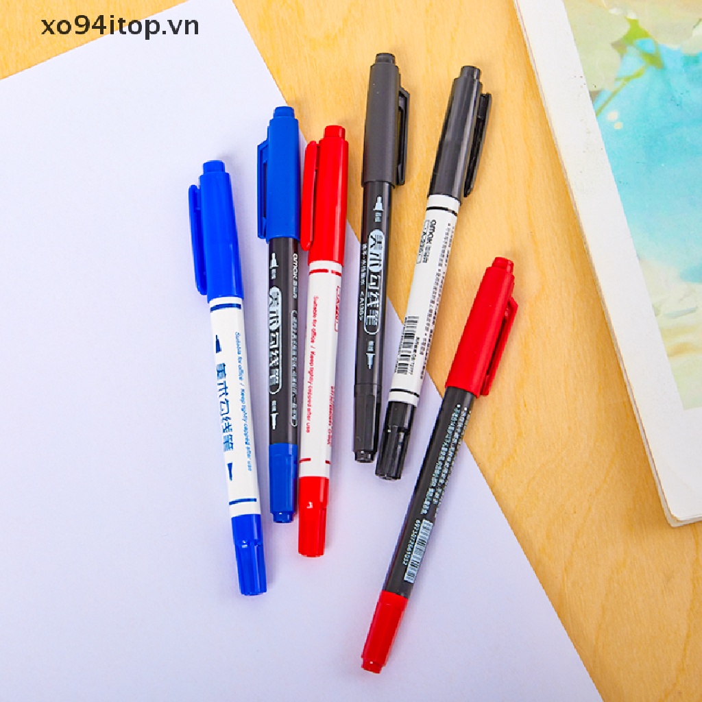 Xoitop Set 10 Bút Lông Hai Đầu Có Móc Dầu Chống Mài Mòn Dùng Trong Nghệ Thuật / Văn Phòng