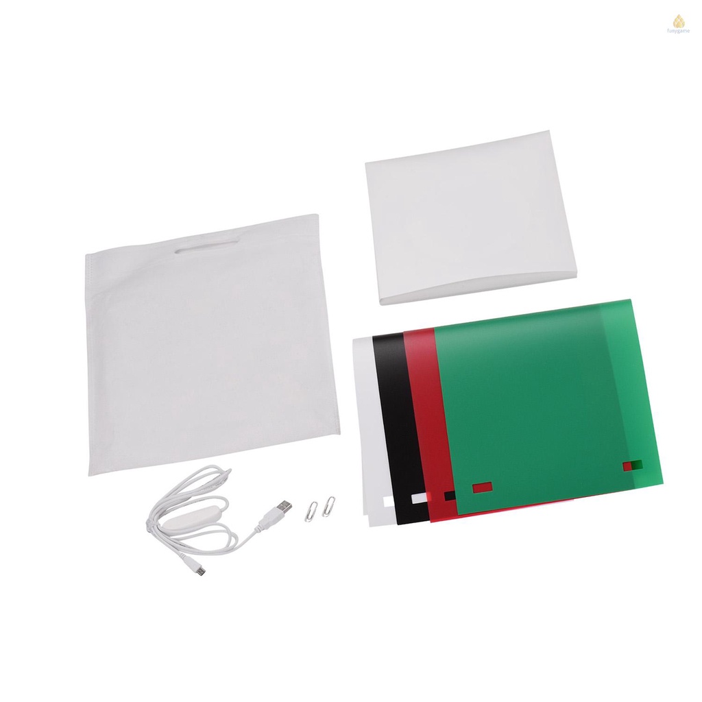 Hộp Đèn LED Trắng / Đen 5500K 22 * 23 * 24cm Có Thể Gập Lại Kèm Phông Nền Chụp Ảnh Studio
