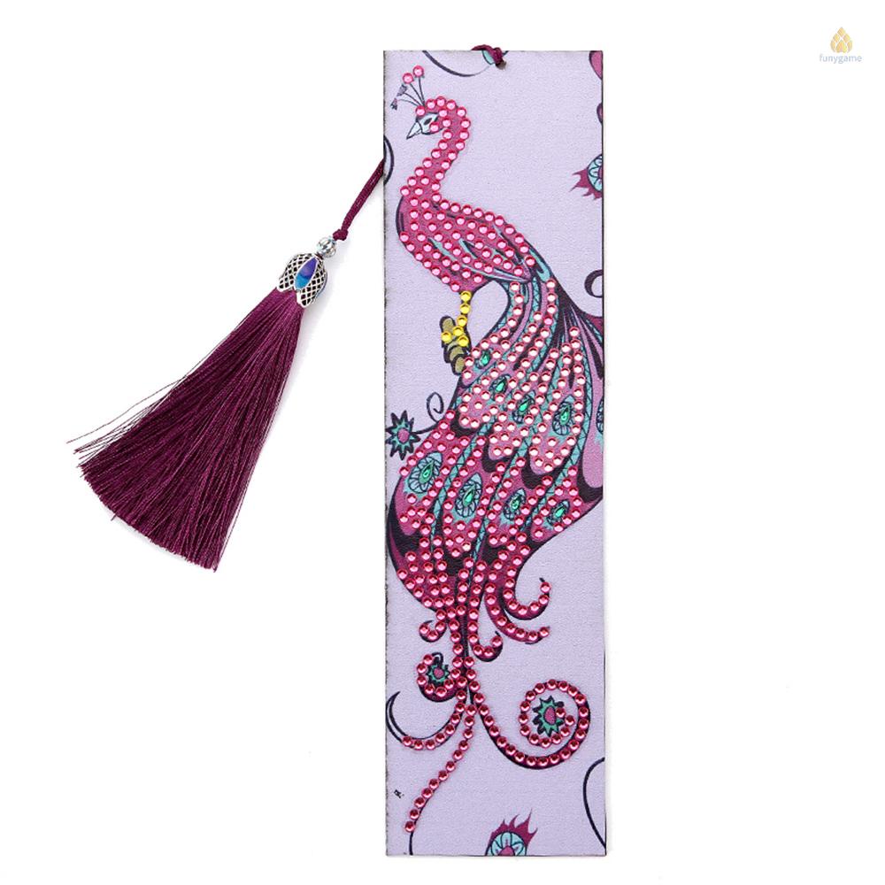 Thẻ Đánh Dấu Sách Bằng Da Họa Tiết Kim Cương Đặc Biệt 5D DIY