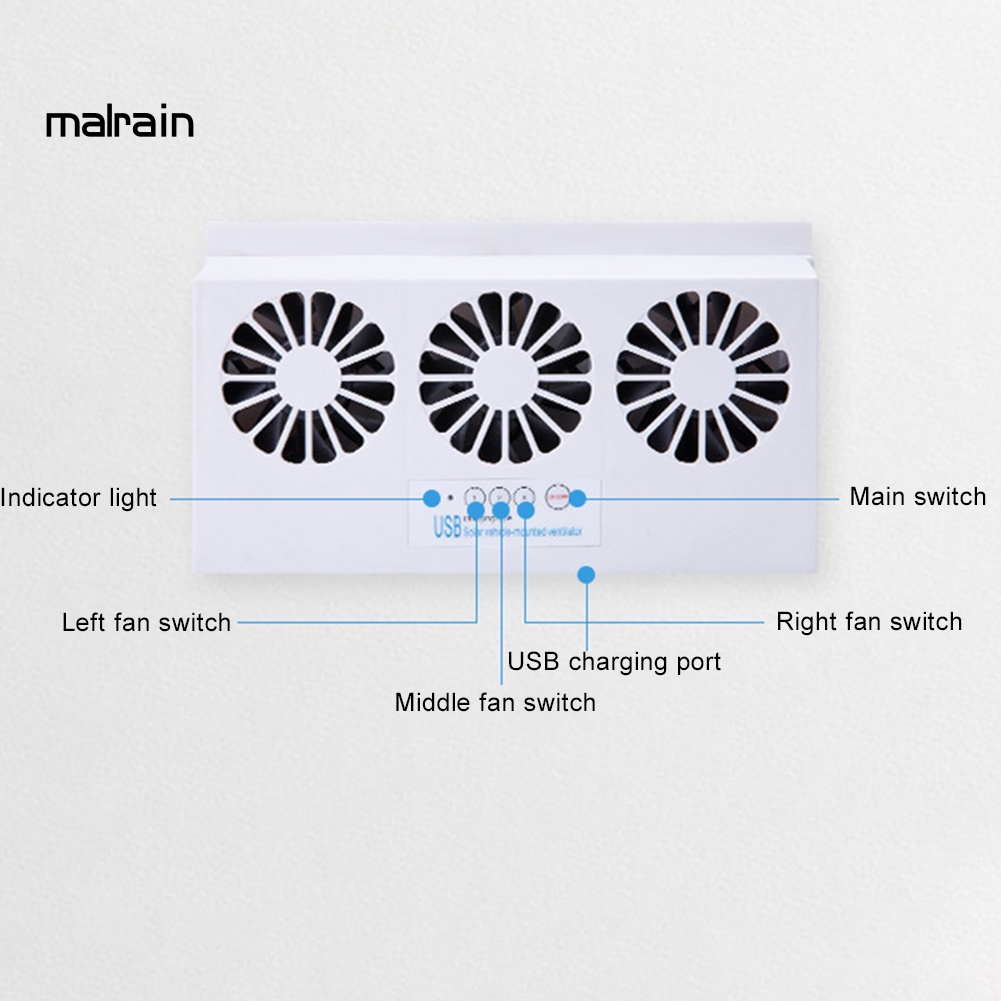Quạt Tản Nhiệt Làm Mát USB Thông Gió Tự Động Sử Dụng Năng Lượng Mặt Trời Cho Xe Hơi