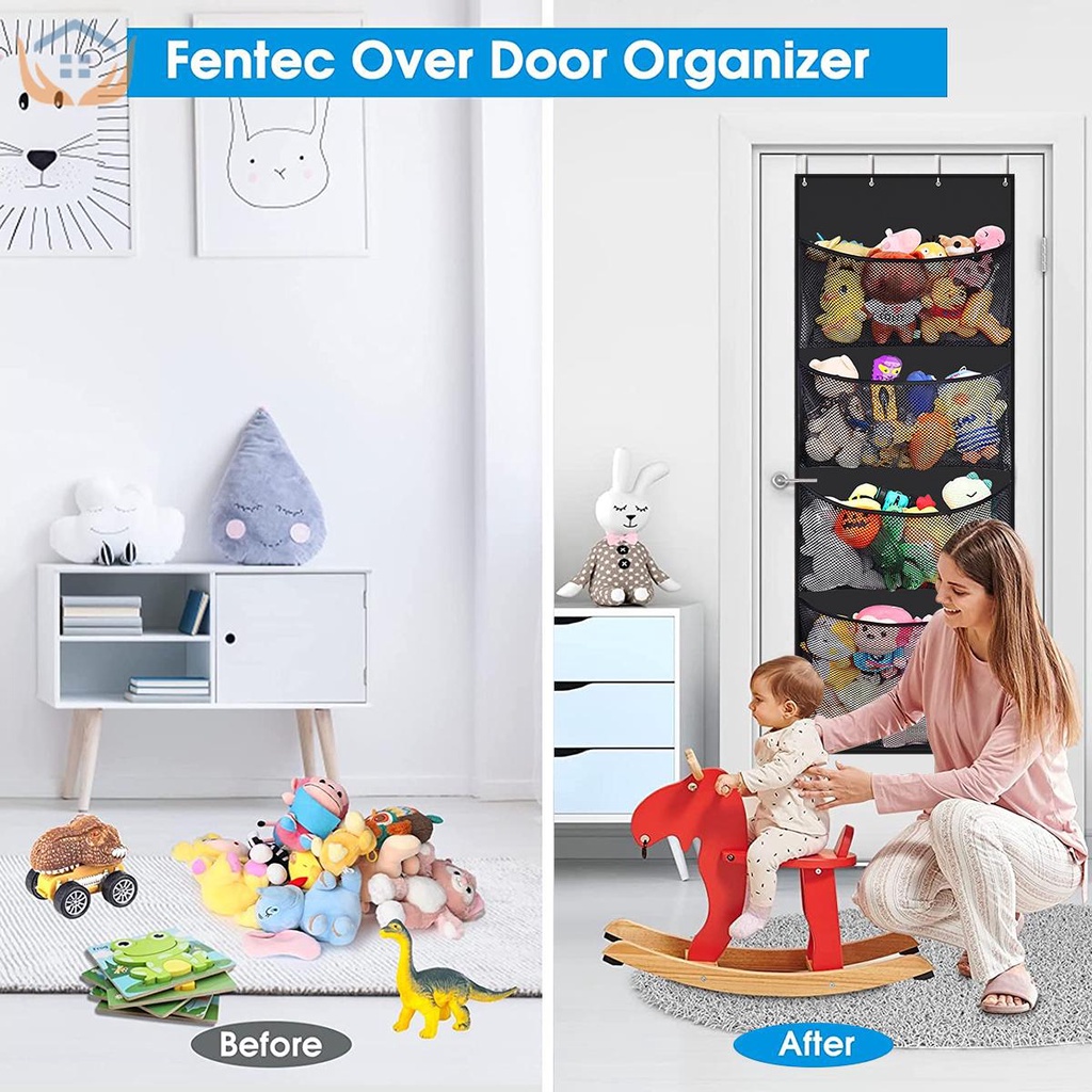 Túi Đựng Đồ Chơi Nhồi Bông Hình Động Vật Treo Cửa Ra Vào Với 4 Túi Lớn Cho Bé shoptkc4148