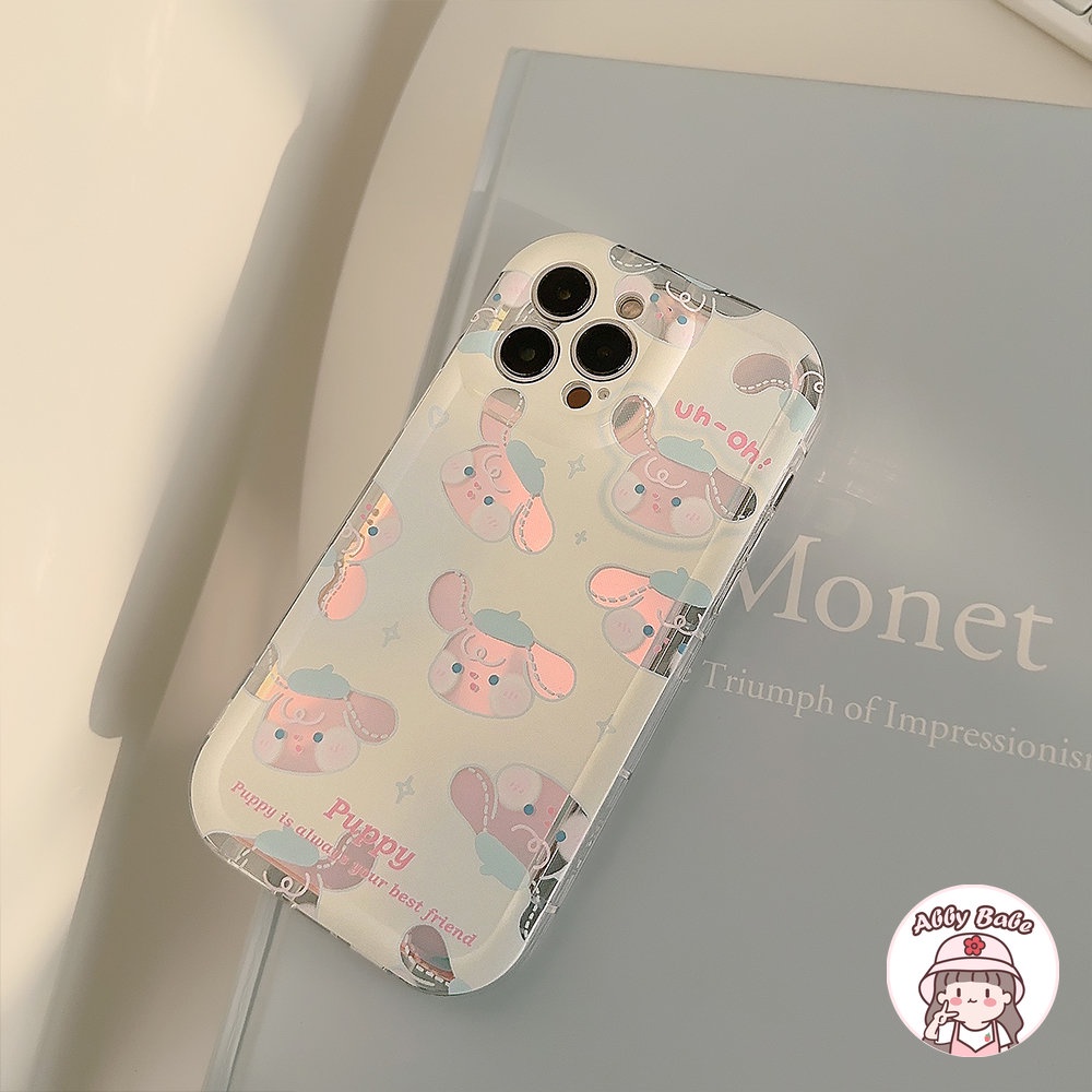 Ốp Điện Thoại TPU Dẻo Màu Laser Họa Tiết Hoạt Hình Chú Chó Tai To Dễ Thương Cho IPhone 14 Pro Max 13 12 11 Pro Max X XS Max
