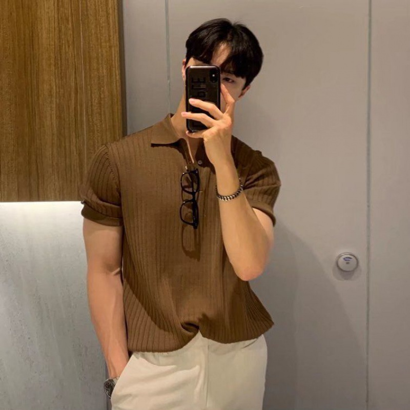 Áo Thun polo Dệt Kim Tay Ngắn Phong Cách Thời Trang Đường Phố Mùa Hè Mới 2023