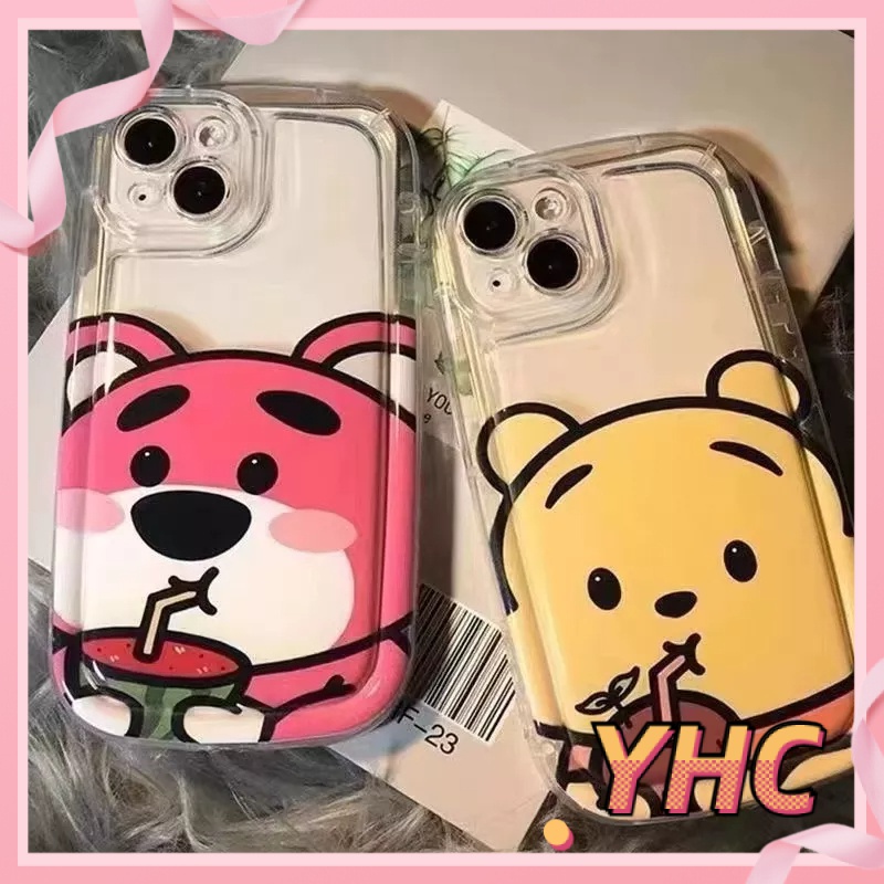 Ốp lưng iphone Gấu dâu tây dễ thương Vinnie Gấu xà phòng đệm không khí vỏ mềm Cho iPhone 6 / 6S / 6splus / se / 7 / 7plus / 8 / 8plus / X / xs / xsmax / 11 / 12 / 13 / 14 /pro max-401