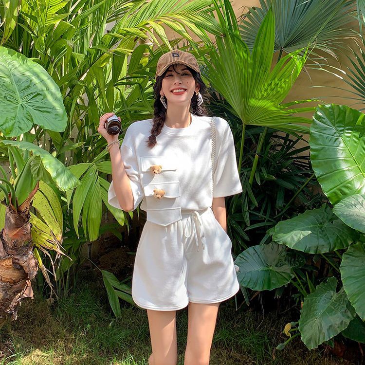 Bộ Đồ Độc Đáo Etc.Bộ Đồ Thể Thao Hai Mảnh Áo Thun Tay Ngắn + Quần Short Phong Cách Thời Trang Mùa Hè Cho Nữ Y2k