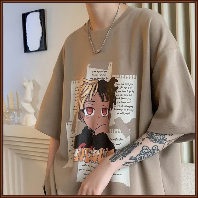 Áo Thun Tay Ngắn Cổ Tròn In Họa Tiết Hoạt Hình Phong Cách Retro Thời Trang Mùa Hè Cho Nam