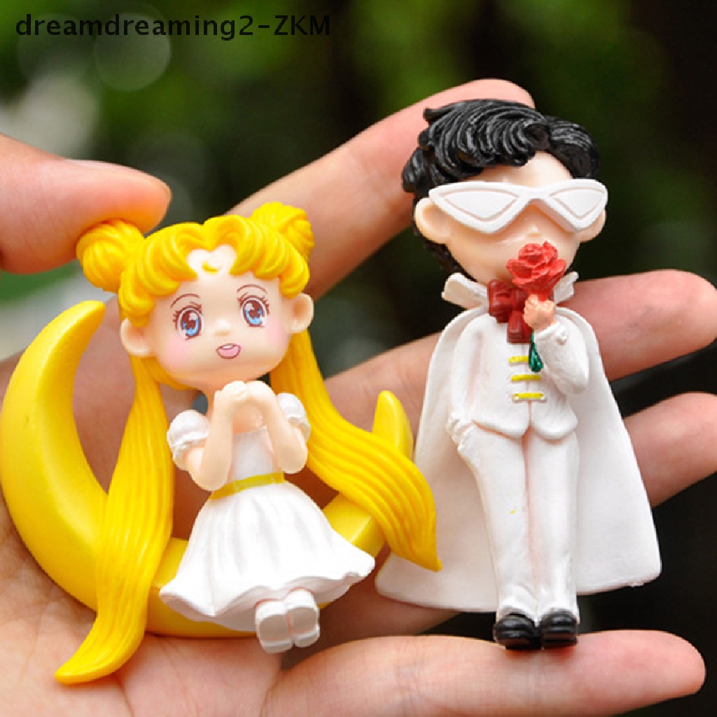 Bộ 4 Mô Hình Mèo Thủy Thủ Mặt Trăng Bằng PVC Dễ Thương Trang Trí Bánh Kem DIY