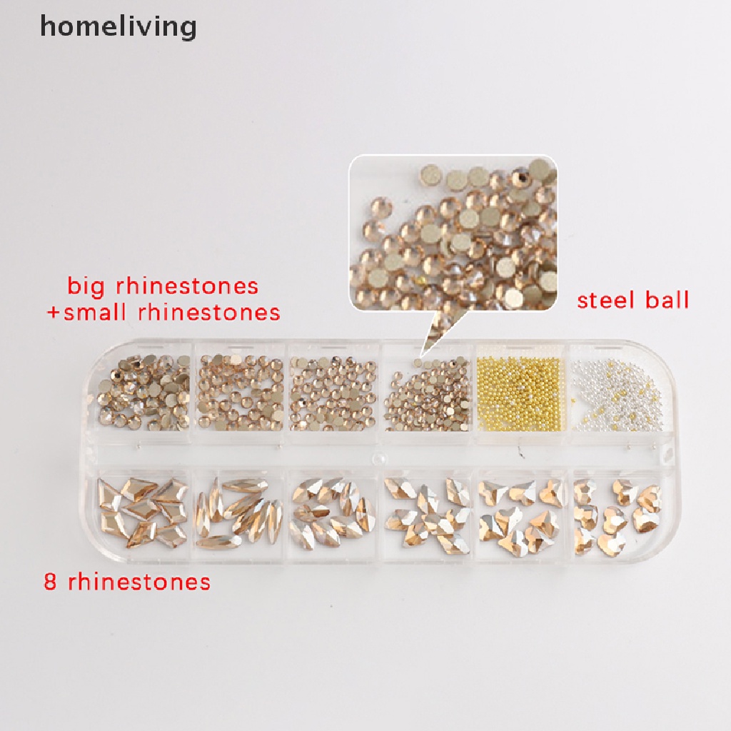 Hộp 12 Kích Cỡ AB / Đầy Màu Sắc Đính Kim Cương Pha Lê