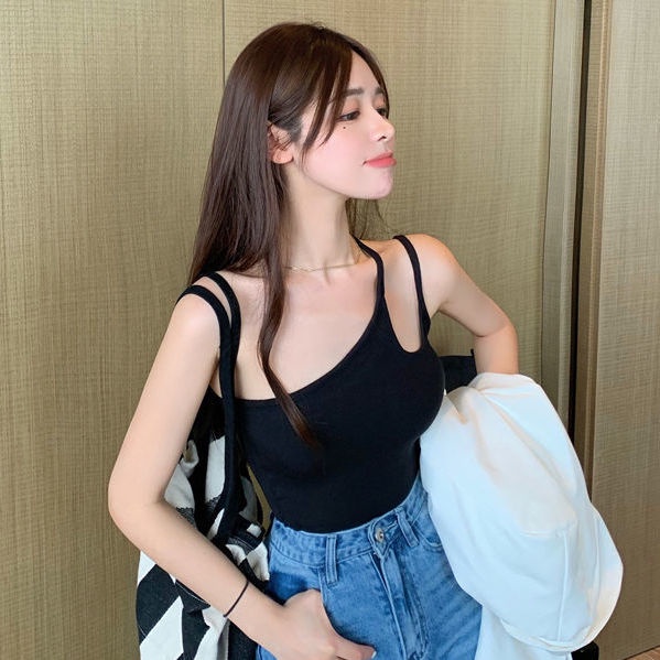 Áo Tank Top Một Mảnh Không Tay Có Mút Đệm Thời Trang Dành Cho Nữ