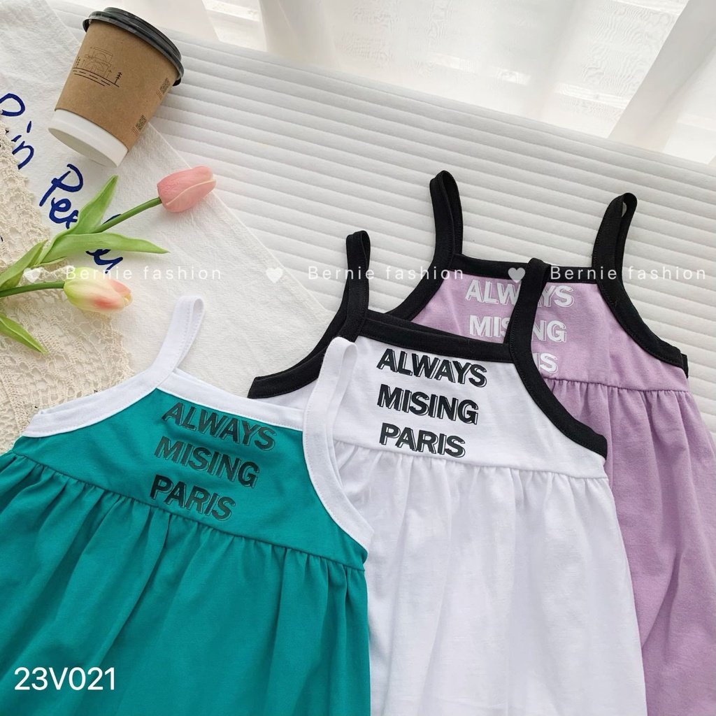Váy hai dây thun cotton cho bé gái mùa hè dáng babydoll cá tính năng động 1 đến 7 tuổi Shushibaby