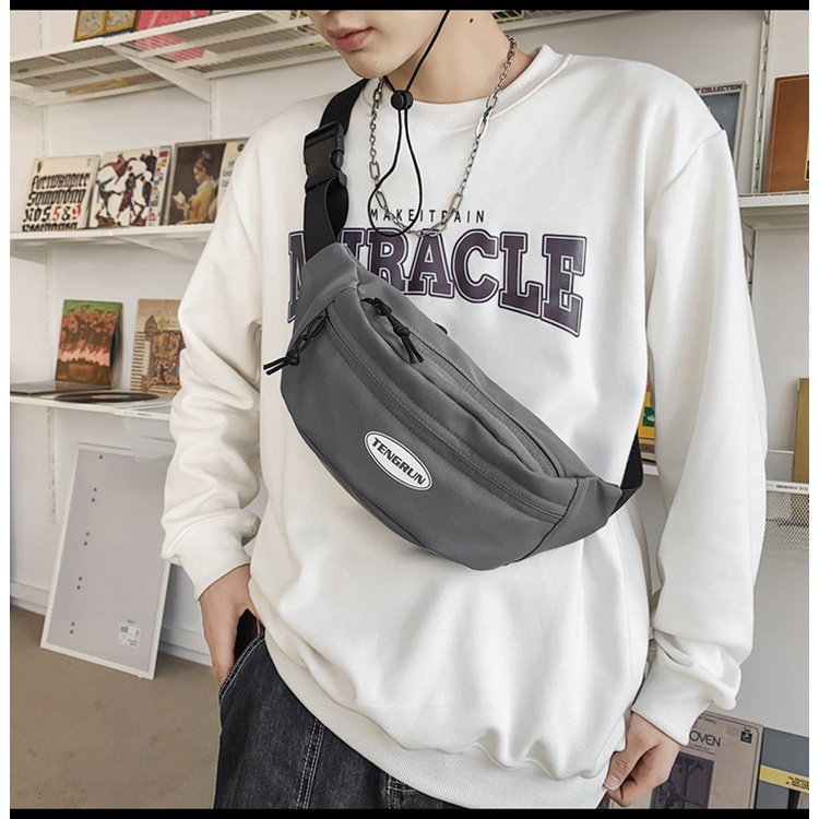 Túi Đeo Chéo Ngực Vải Canvas Phong Cách Thể Thao Thời Trang Cá Tính Cho Nữ