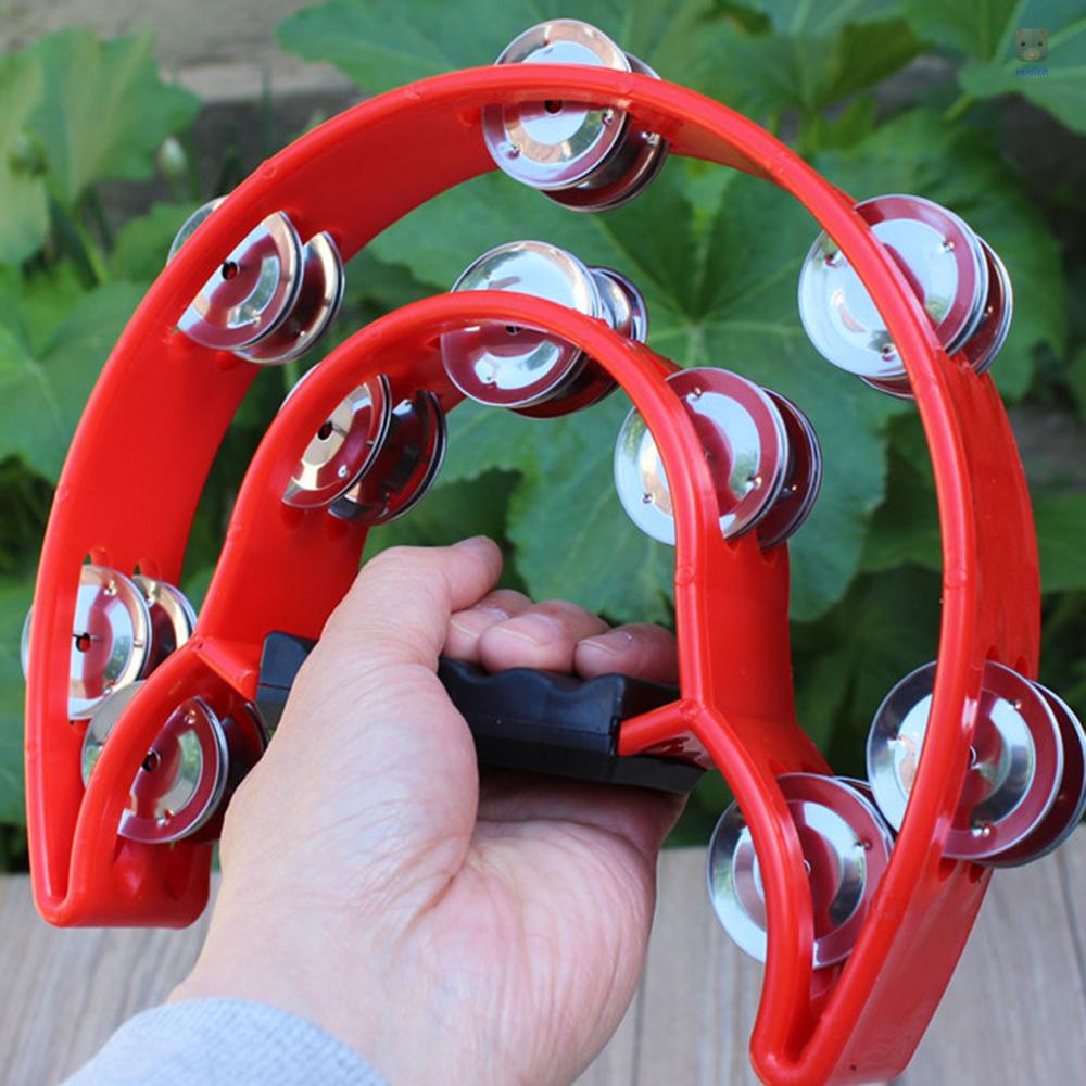 Trống Lục Lạc Cầm Tay Hai Hàng Bằng Nhựa Và Kim Loại Dành Cho Người Lớn Và Trẻ Em