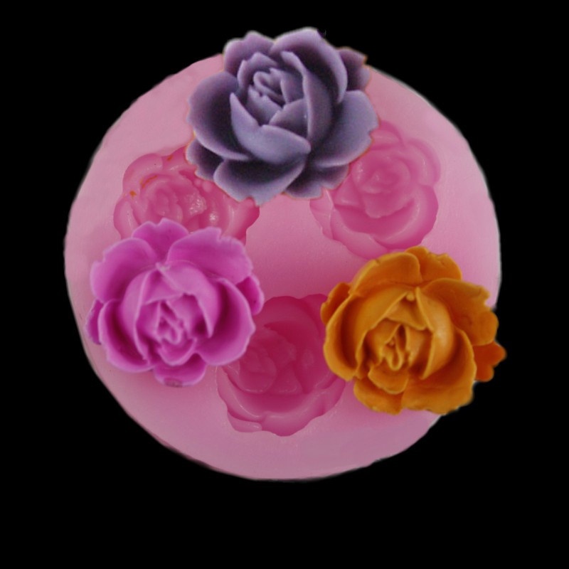 LILY 3D Rose Flower Silicone Fondant Khuôn Bánh Trang Trí Nội Thất Sô Cô La Đường Craft Baking Khuôn uuu