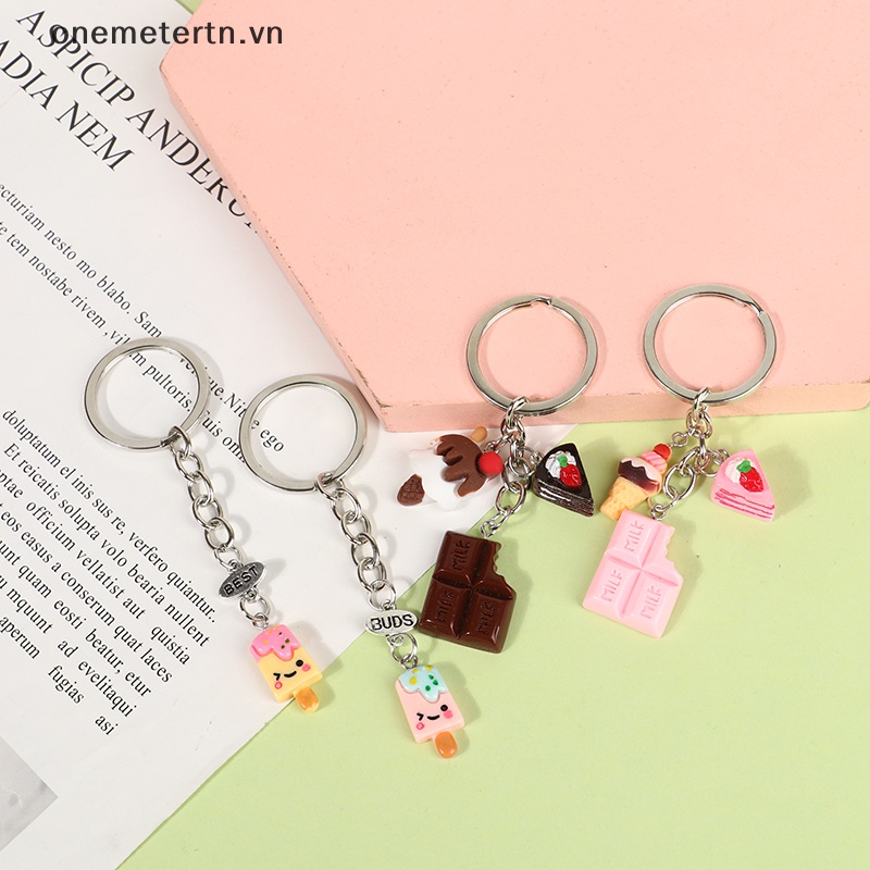 Onemetertn Móc Khóa Hình Bánh Kem / Trà / Kẹo / Món Tráng Miệng Thủ Công Đáng Yêu Cho Nữ
