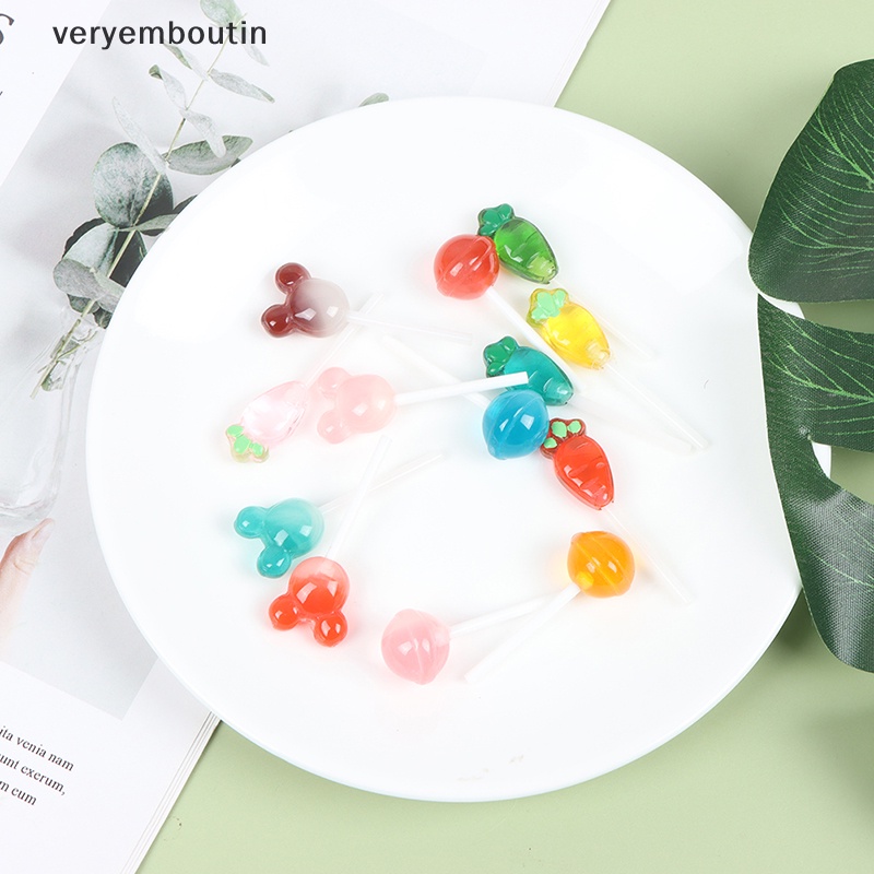Bộ 5 Kẹo Mút Đồ Chơi Mini Bằng Nhựa Resin Cho Nhà Búp Bê