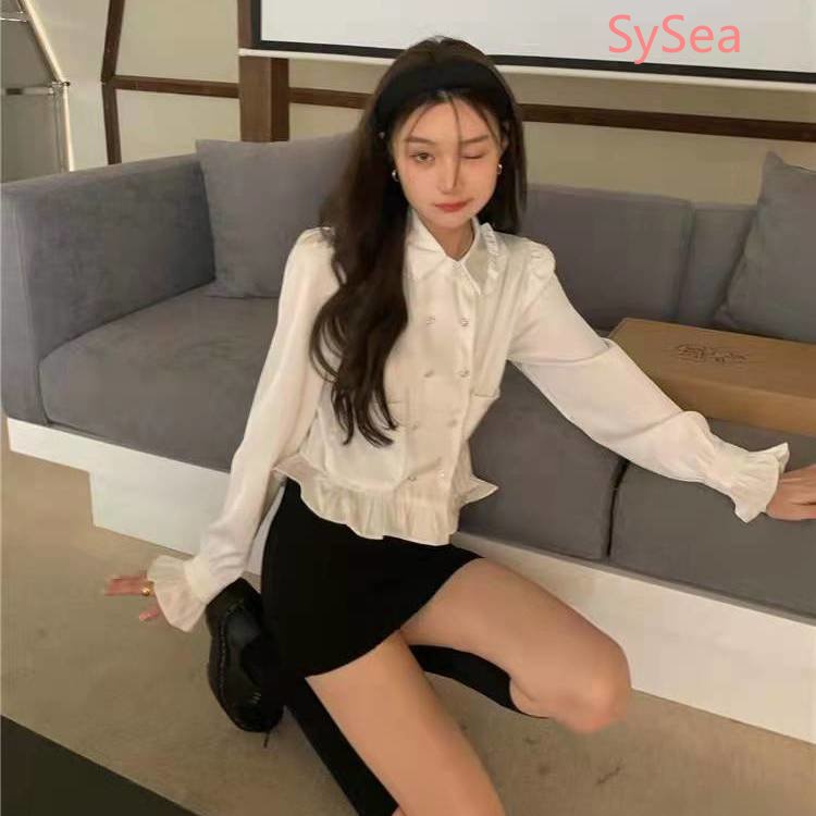Áo Kiểu Cổ Búp Bê Phối Ren Phong Cách Hàn Quốc Thanh Lịch Cho Nữ
