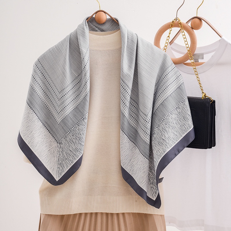 Khăn Choàng Lụa Màu Trơn Dáng Vuông 90 * 90CM Phong Cách Hàn Quốc Đơn Giản Thời Trang Cho Nữ