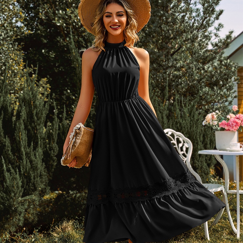 Đầm Ren Không Tay Màu Trơn Thời Trang Dành Cho Nữ