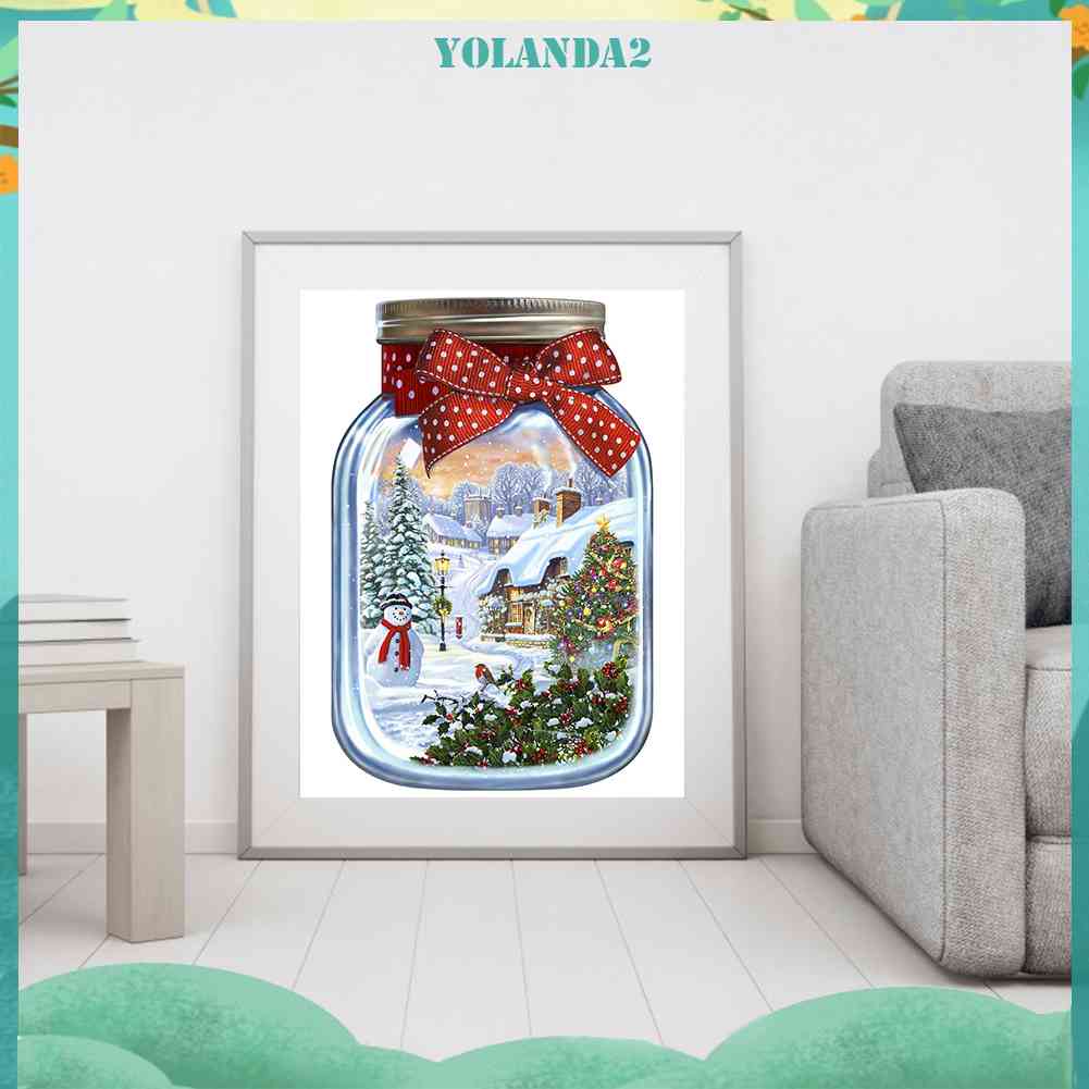 Tranh Đính Đá Kim Cương Toàn Bộ 5D DIY Hình Vẽ Lọ Hoa Giáng Sinh Trang Trí Nhà Cửa