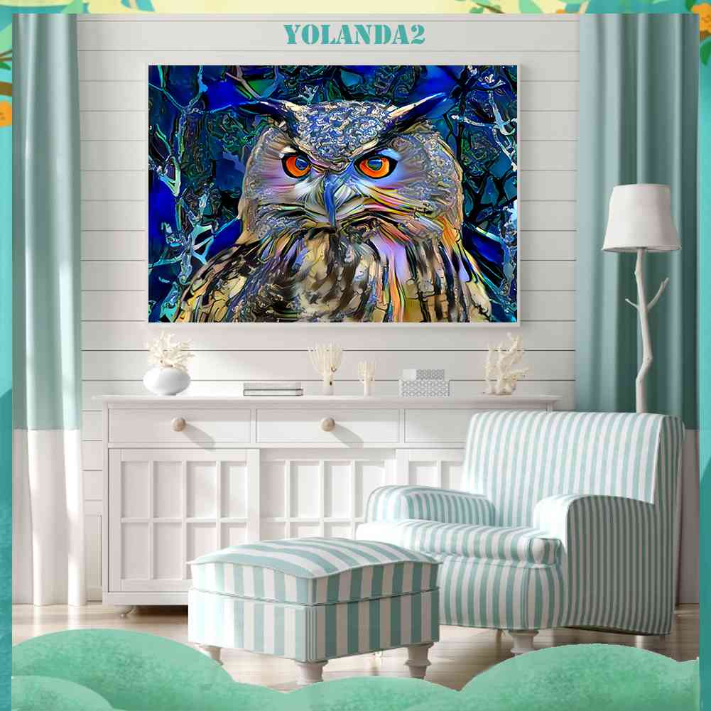 Bộ Tranh Đính Đá 5D Toàn Diện Họa Tiết Chim Cú Độc Đáo DIY Dùng Trang Trí Nhà Cửa