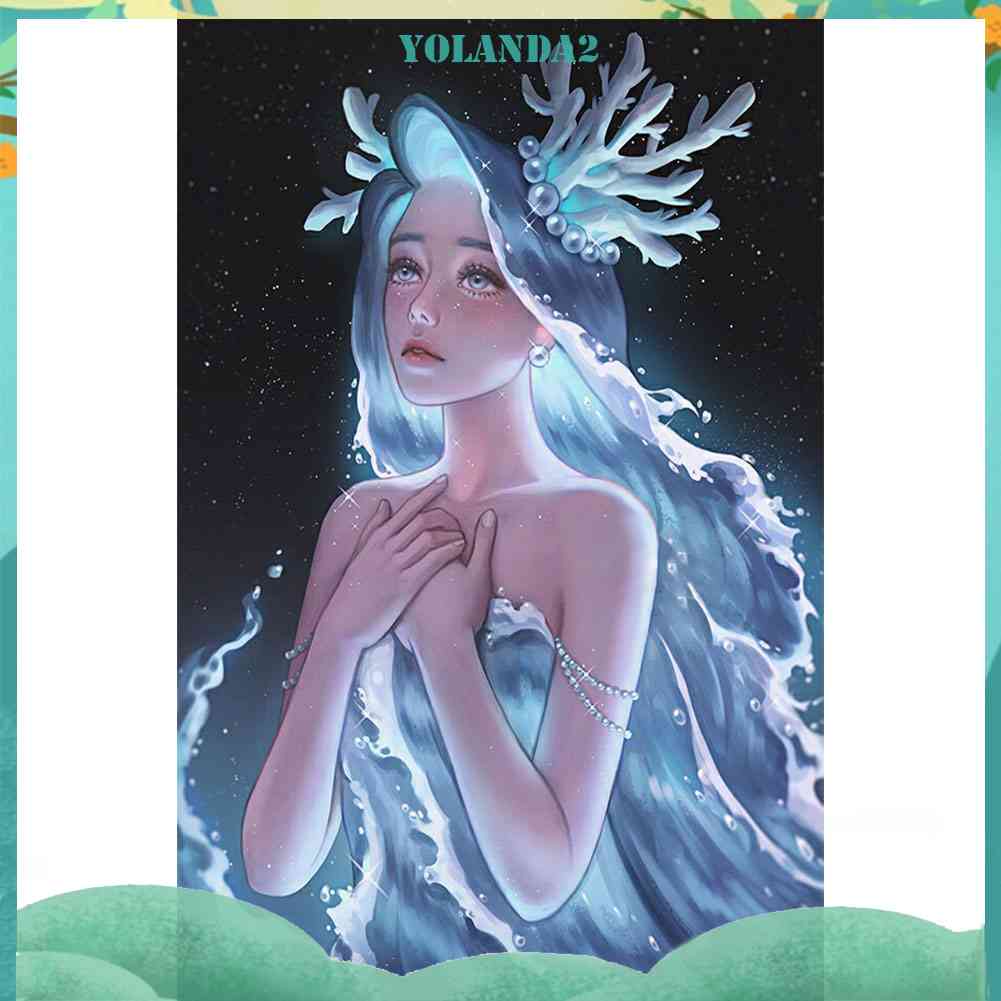 Tranh Đính Đá Kim Cương Toàn Bộ Hình Vẽ Cô Gái Anime Trang Trí Tường DIY