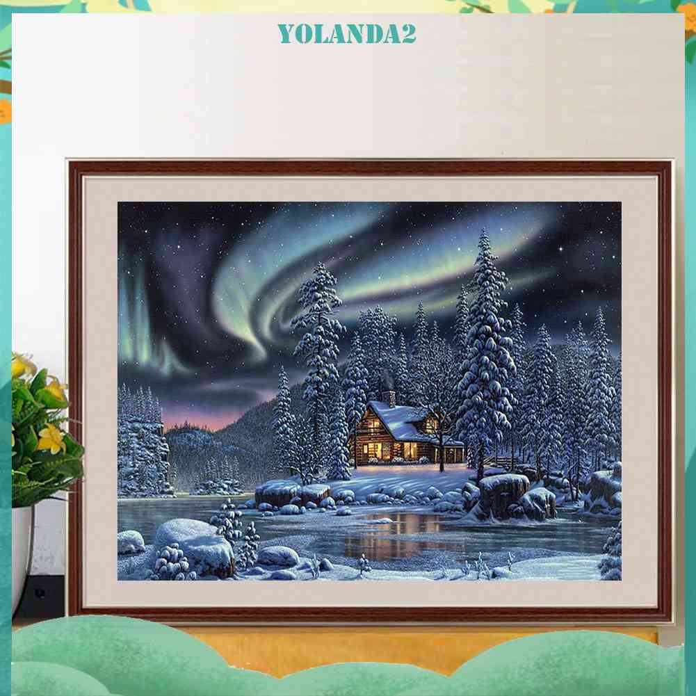 Tranh Đính Đá Kim Cương Toàn Bộ 5D DIY Hình Vẽ Làng Quê Aurora