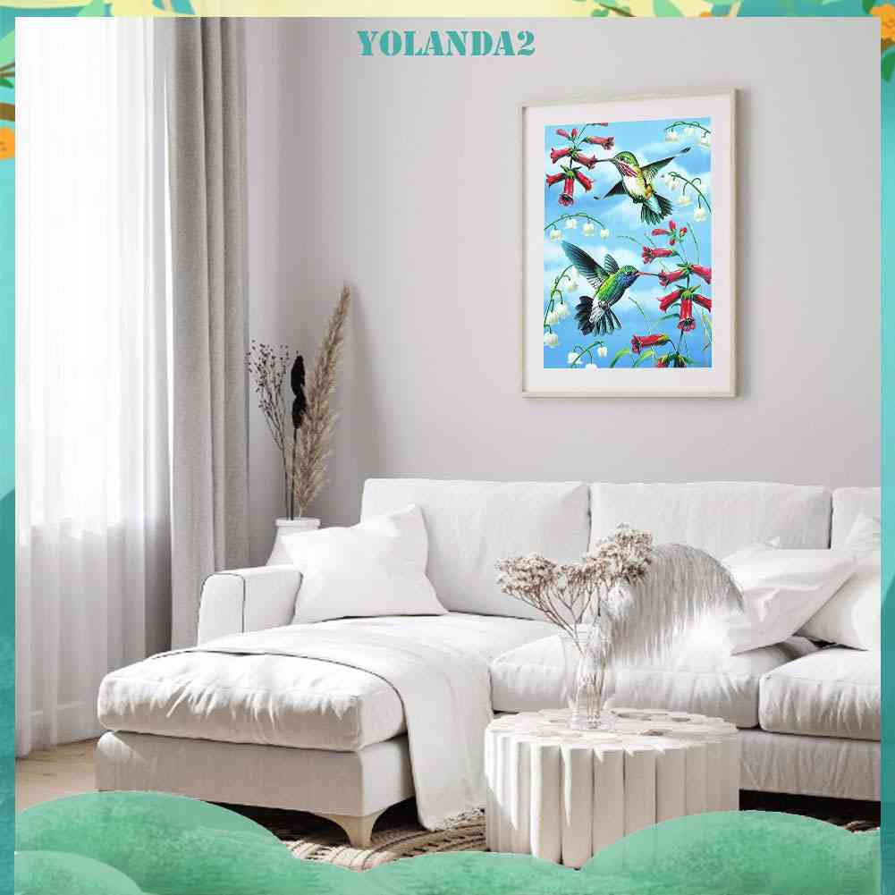 Tranh Đính Đá Kim Cương Toàn Bộ Họa Tiết Chim Và Hoa Dùng Trang Trí Tường