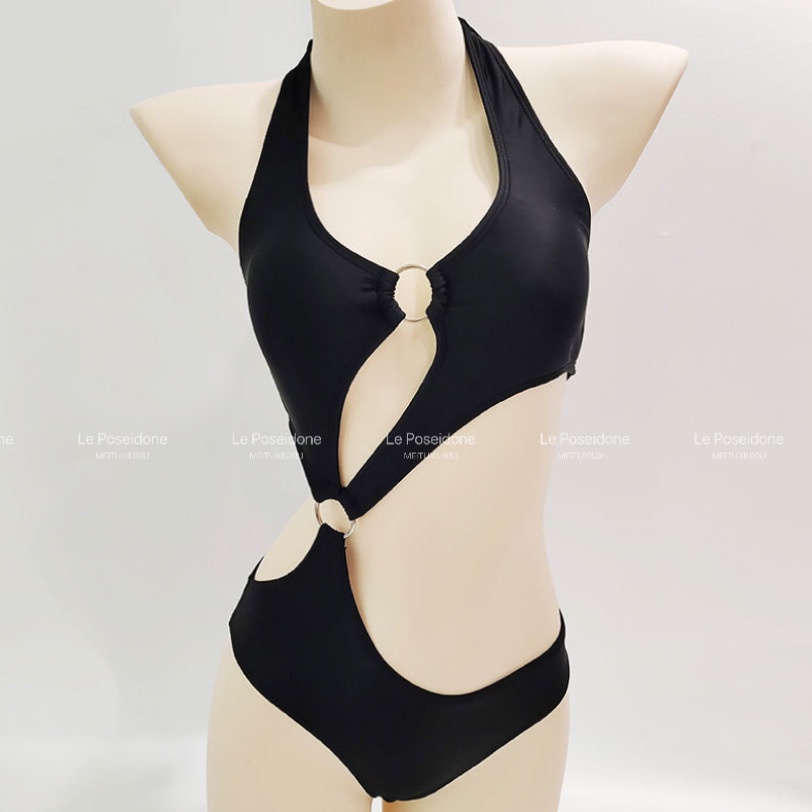 Bộ Đồ Bơi Một Mảnh Màu Trơn Cổ Yếm Ôm Dáng Khoét Rỗng Siêu Gợi Cảm Cho Nữ